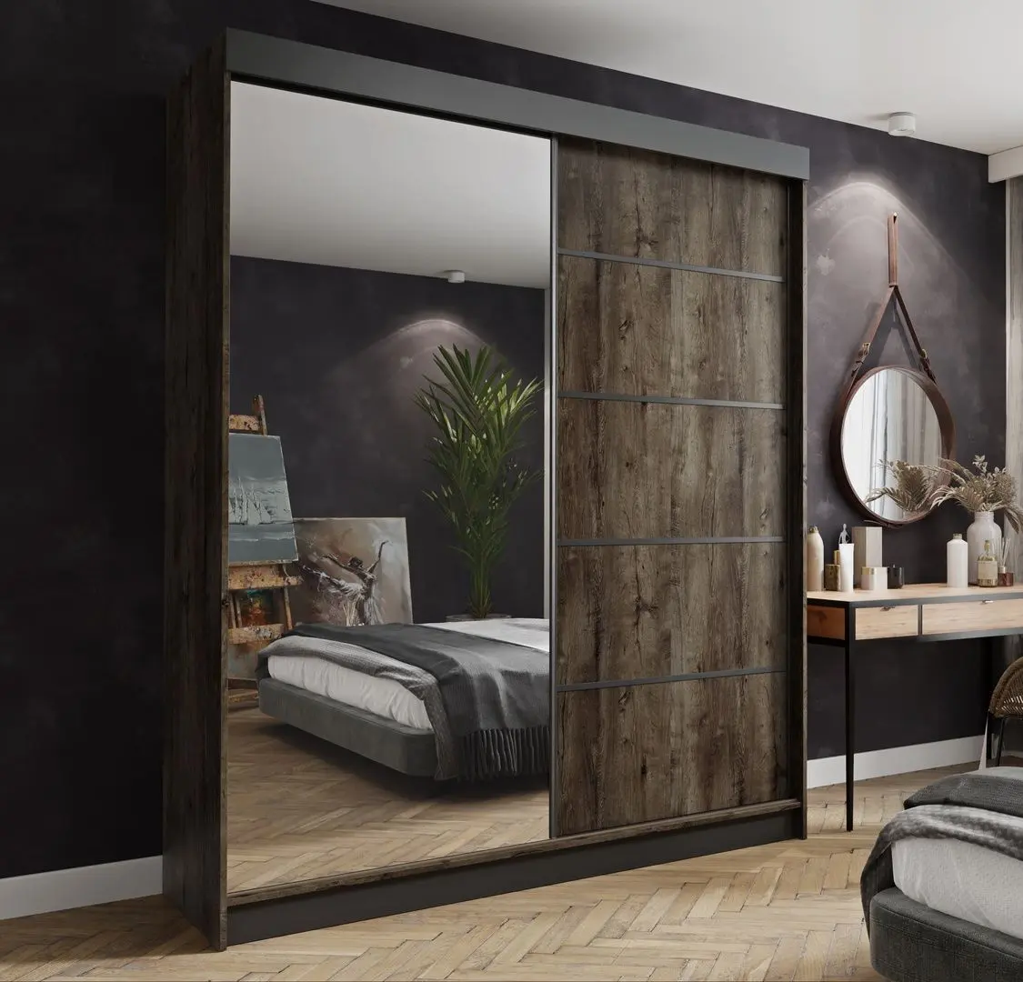 Dulap-cupe Prime Furniture Amo 150x200x62 (Ash Dark/Black)