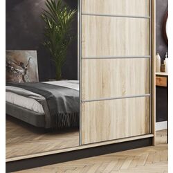 Шкаф-купе Prime Furniture Amo 150x200x62 (Sonoma Oak/Black/Silver) Thumb