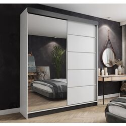 Dulap-cupe Prime Furniture Amo 150x200x62 (White/Black/Silver)