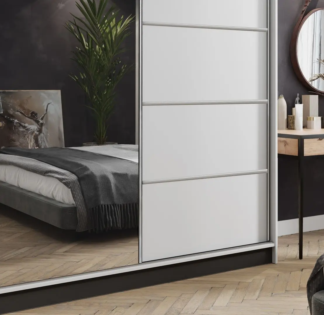 Dulap-cupe Prime Furniture Amo 150x200x62 (White/Black/Silver)