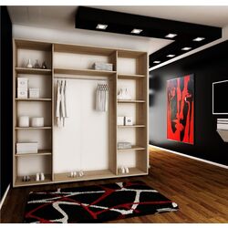 Dulap-cupe Prime Furniture Amo 200x200x62 (Ash Dark/Black/Silver) Thumb