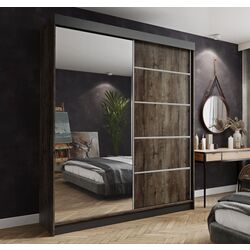 Dulap-cupe Prime Furniture Amo 200x200x62 (Ash Dark/Black/Silver)