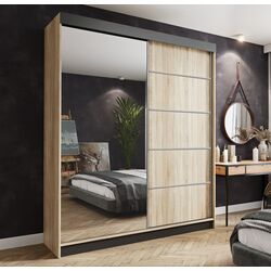 Dulap-cupe Prime Furniture Amo 200x200x62 (Sonoma Oak/Black/Silver)