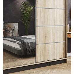Dulap-cupe Prime Furniture Amo 200x200x62 (Sonoma Oak/Black/Silver) Thumb
