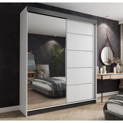 Dulap-cupe Prime Furniture Amo 200x200x62 (White/Black/Silver)