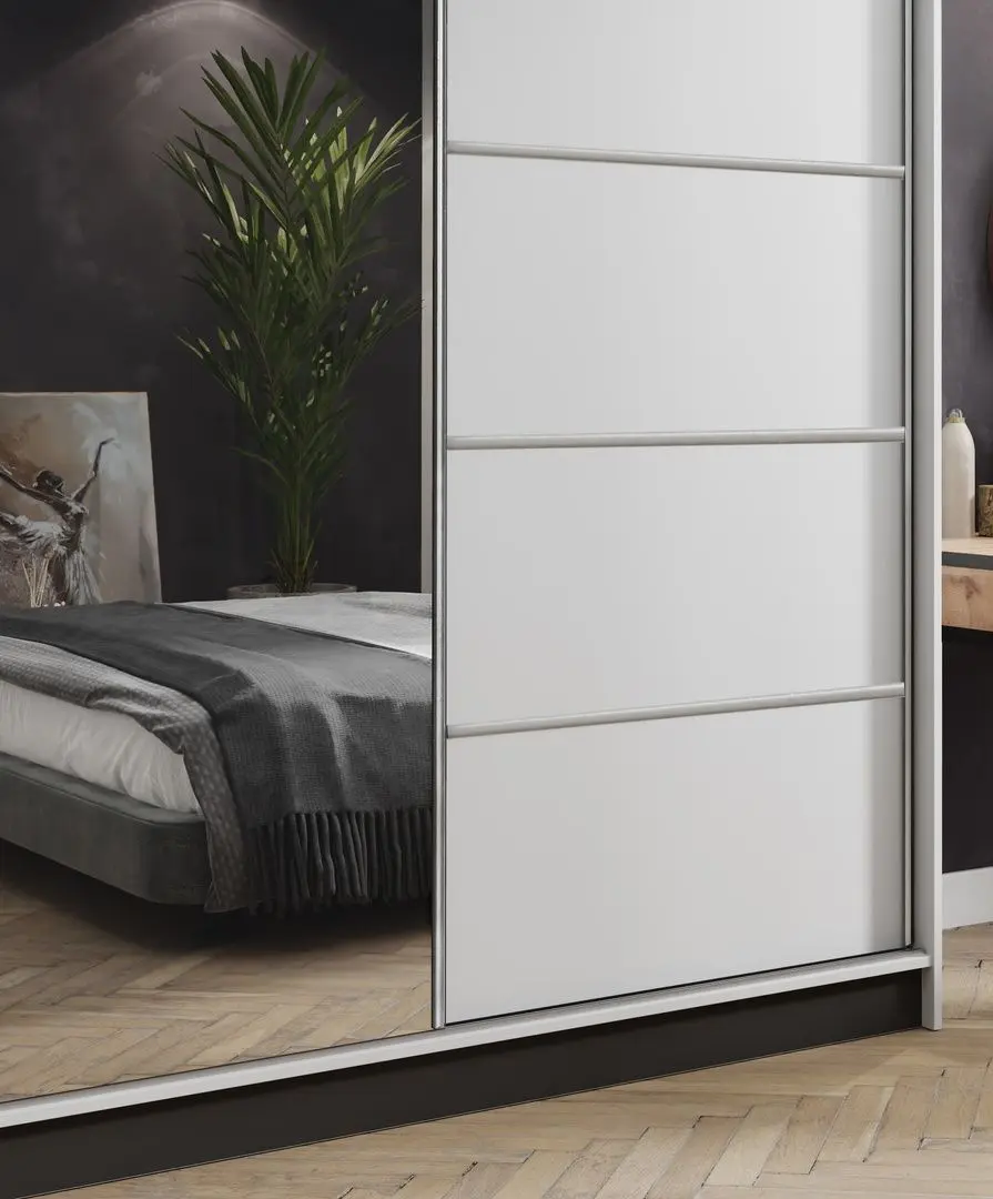 Dulap-cupe Prime Furniture Amo 200x200x62 (White/Black/Silver)