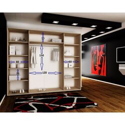 Dulap-cupe Prime Furniture Amo 250x200x62 (Sonoma Oak/Black/Silver) Thumb