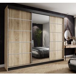 Dulap-cupe Prime Furniture Amo 250x200x62 (Sonoma Oak/Black/Silver)