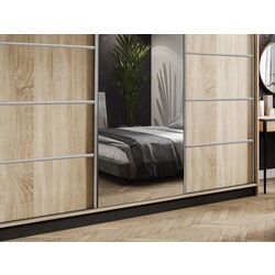 Dulap-cupe Prime Furniture Amo 250x200x62 (Sonoma Oak/Black/Silver) Thumb