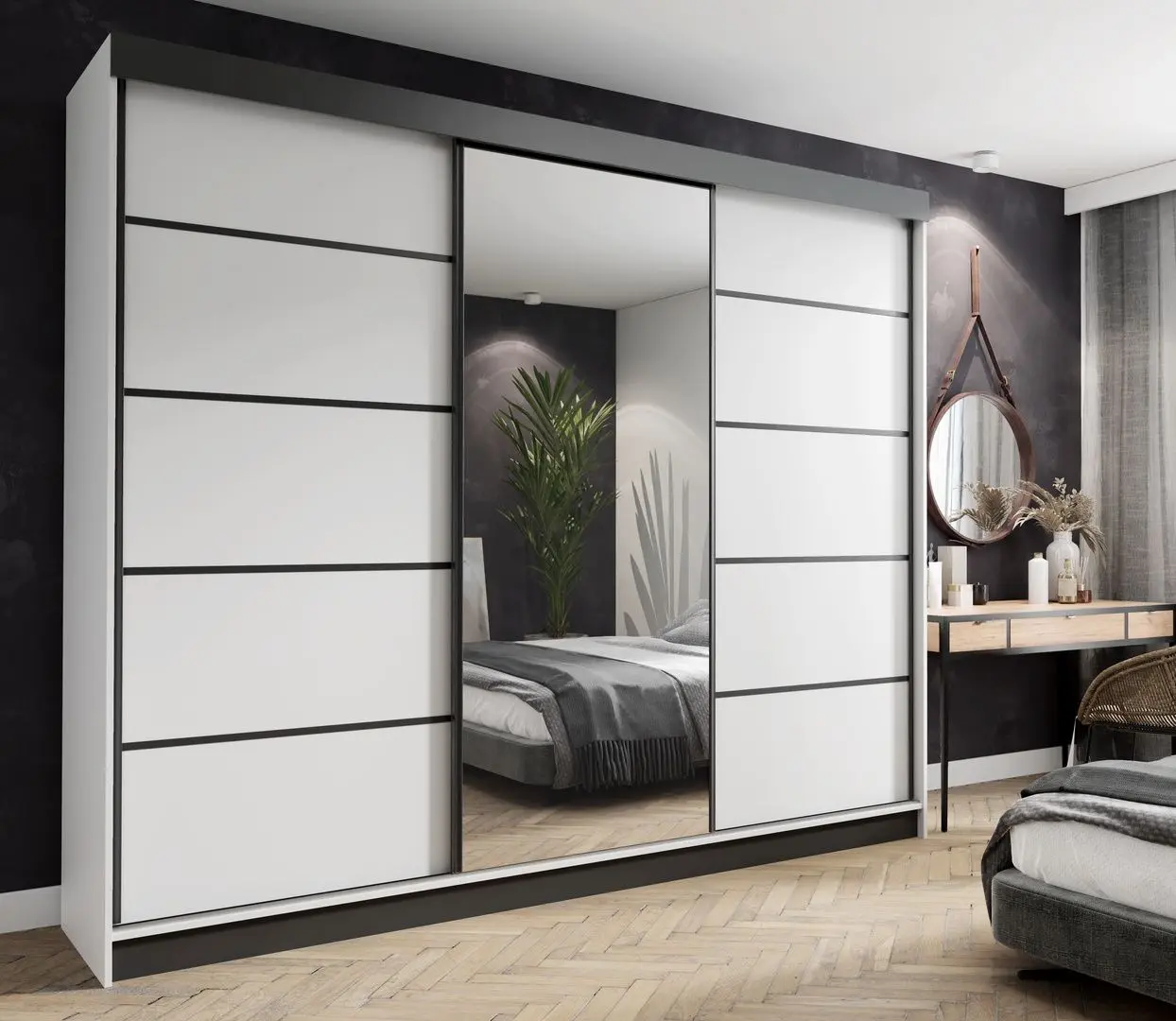 Шкаф-купе Prime Furniture Amo 250x200x62 (White/Black)