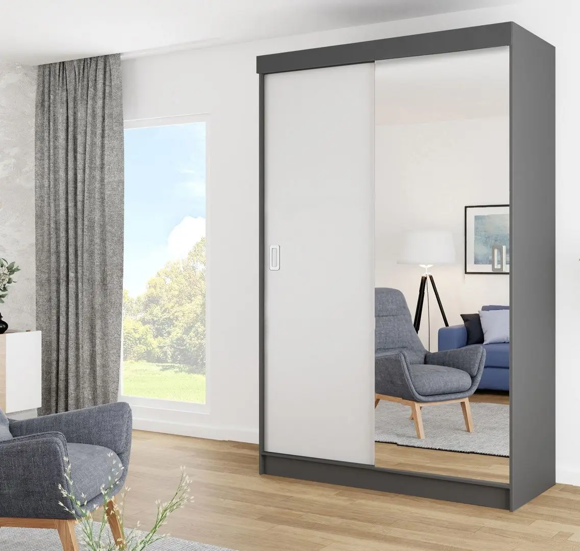 Шкаф-купе Prime Furniture Bill 1 138x205x59 (Graphite/White)