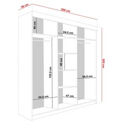 Шкаф-купе Prime Furniture Bill 1 200x205x59 (White/Graphite) Thumb