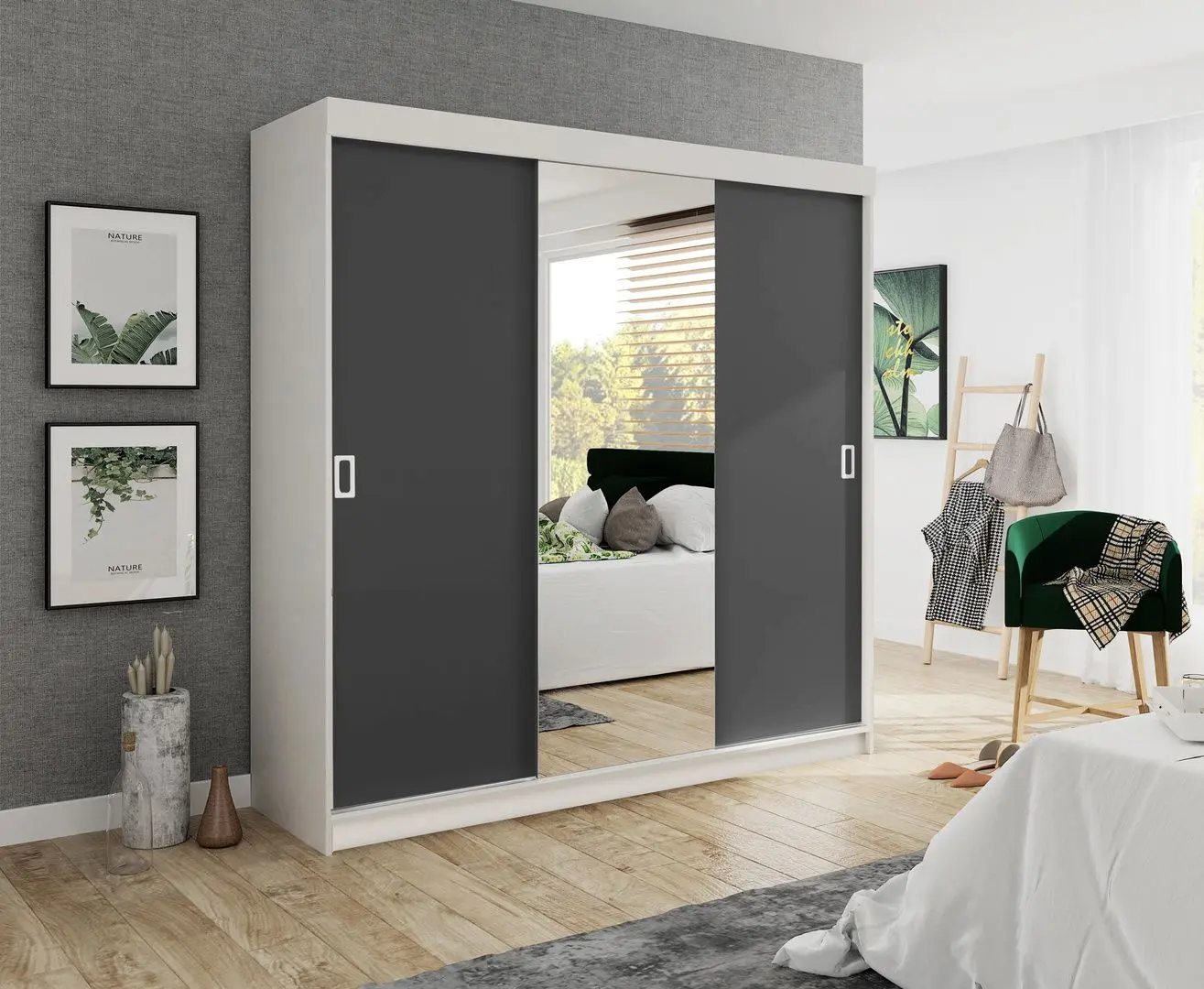 Шкаф-купе Prime Furniture Bill 1 200x205x59 (White/Graphite)
