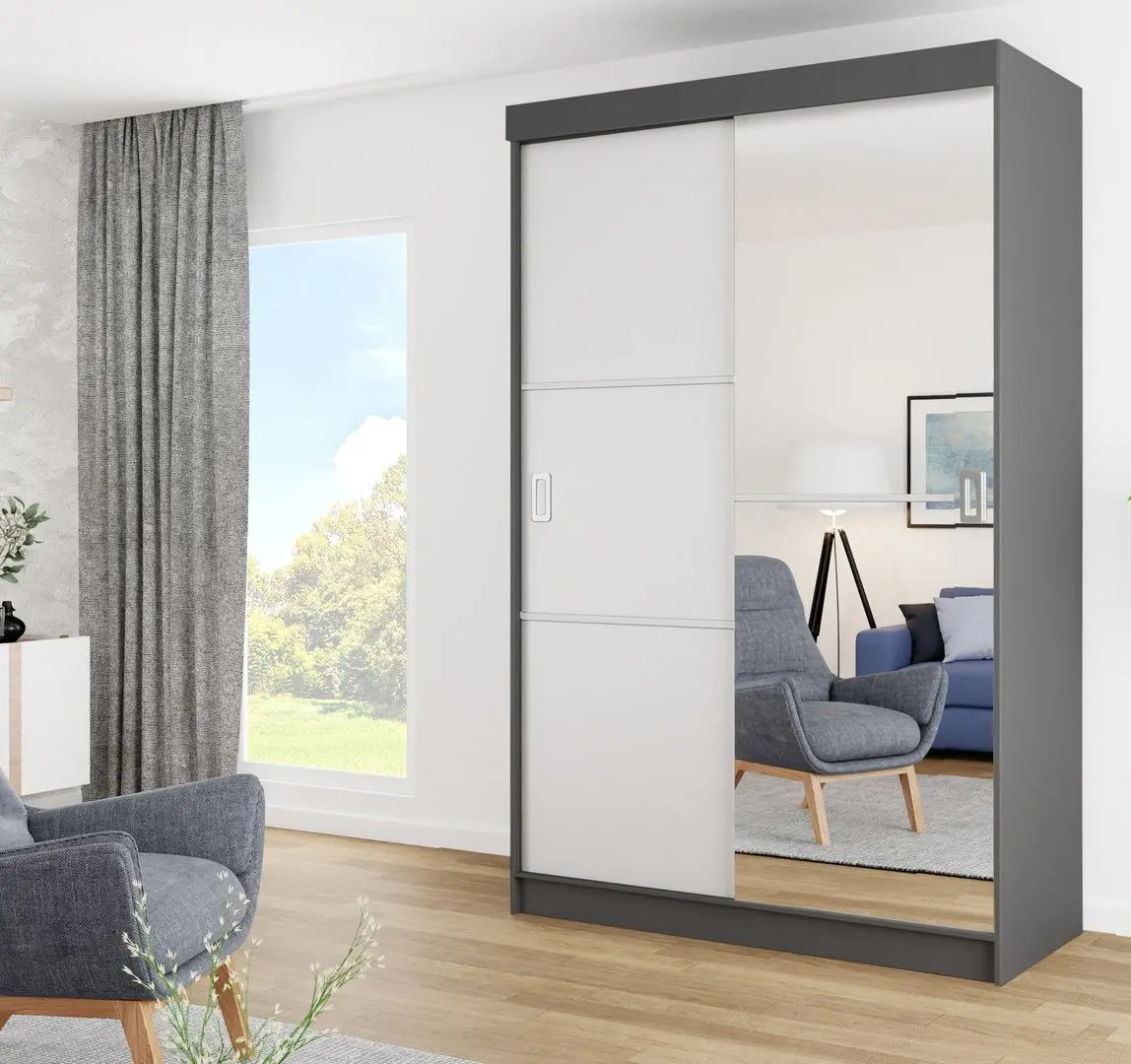 Шкаф-купе Prime Furniture Bill 2 138x205x59 (Graphite/White)