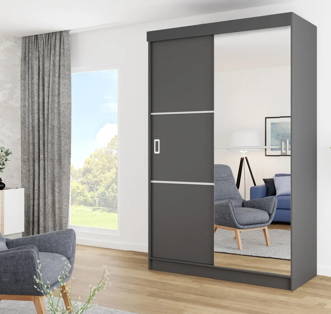 Шкаф-купе Prime Furniture Bill 2 138x205x59 (Graphite)