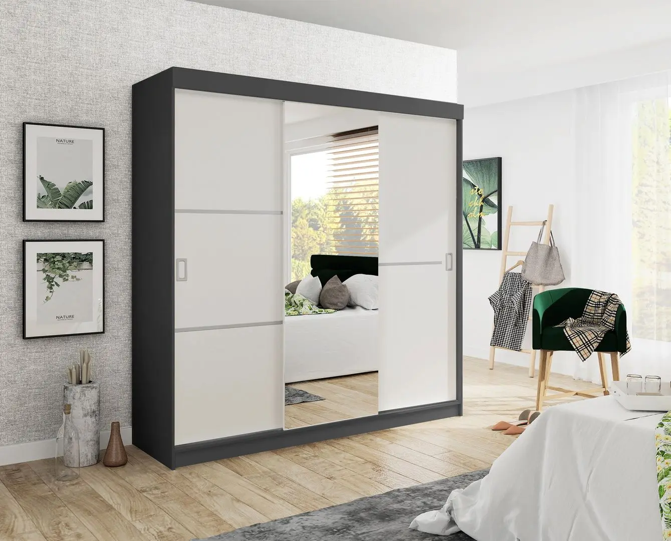 Шкаф-купе Prime Furniture Bill 2 200x205x59 (Graphite/White)