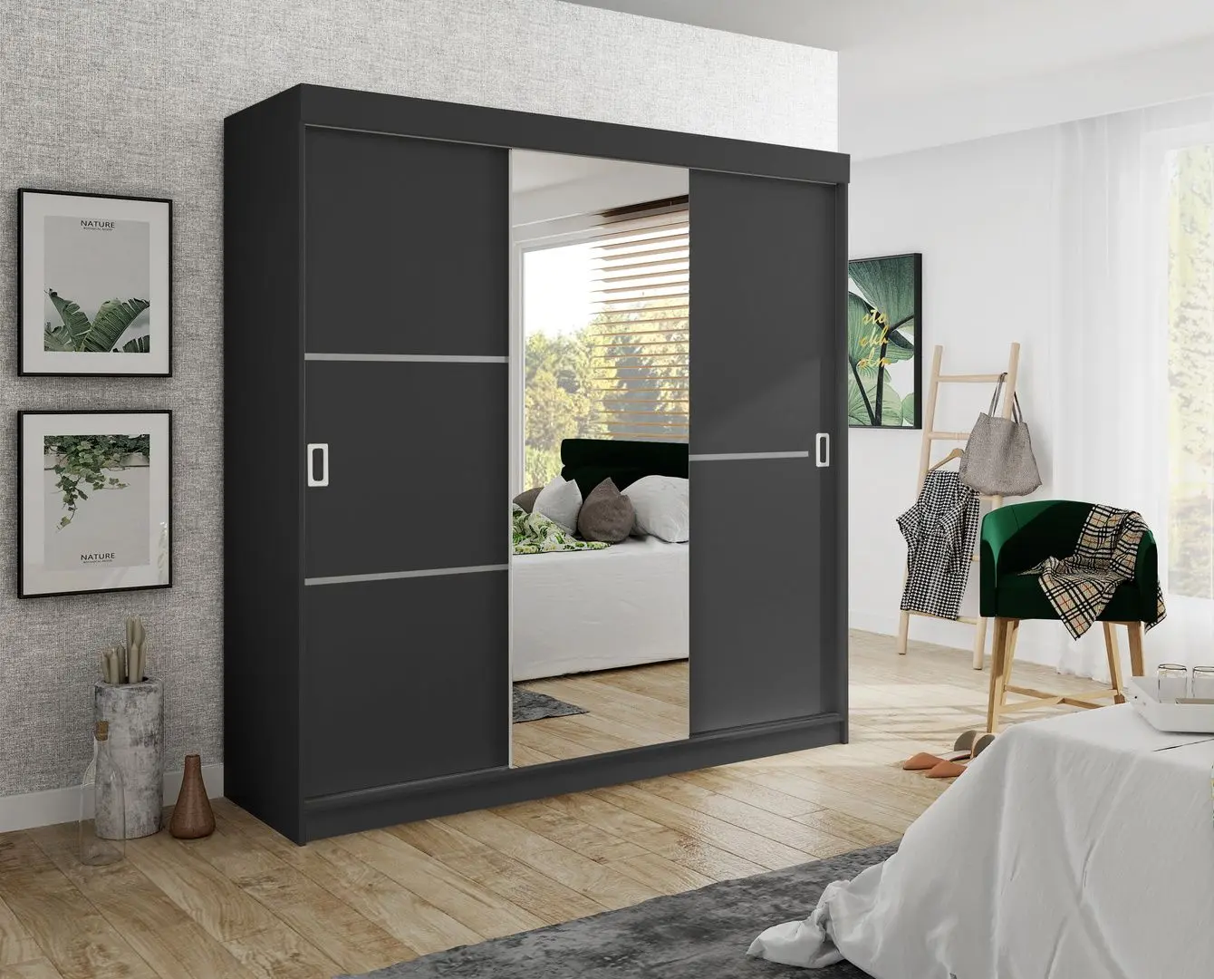 Шкаф-купе Prime Furniture Bill 2 200x205x59 (Graphite)