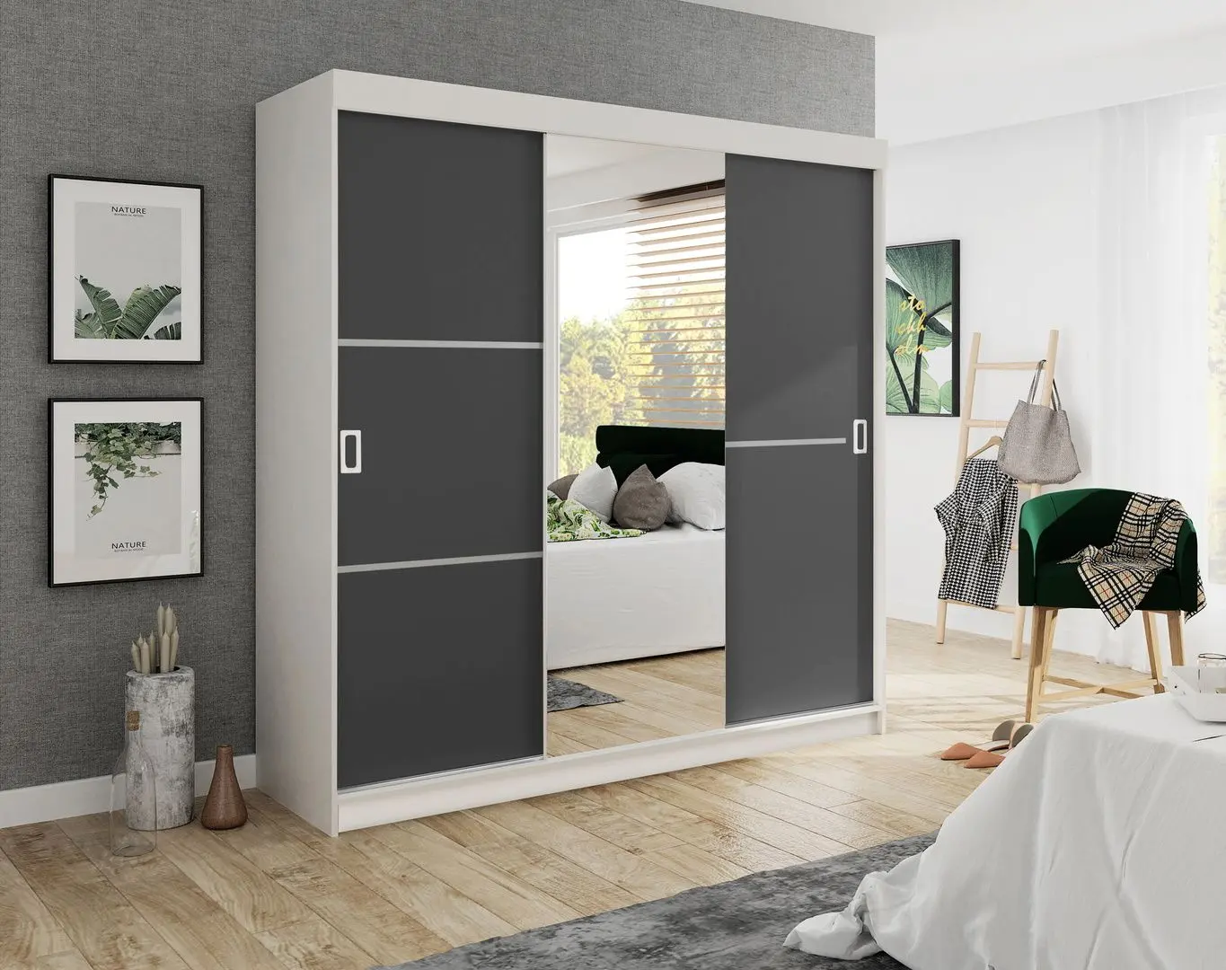 Шкаф-купе Prime Furniture Bill 2 200x205x59 (White/Graphite)