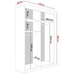 Dulap-cupe Prime Furniture Bill 3 138x205x59 (White) Thumb