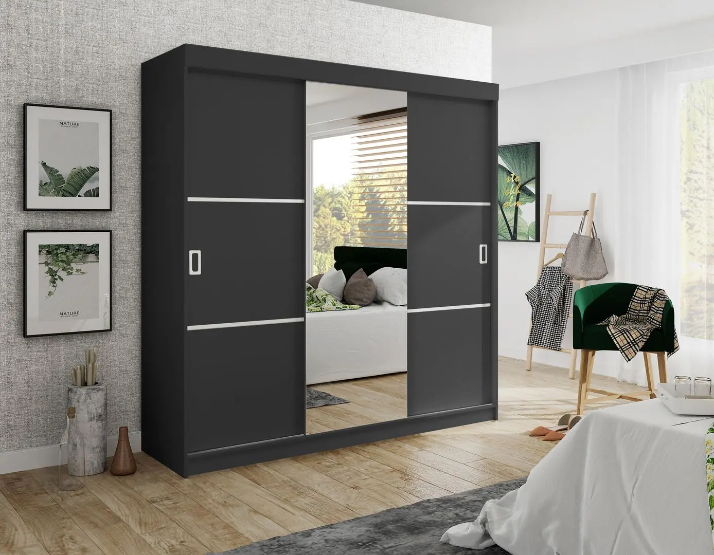 Шкаф-купе Prime Furniture Bill 3 200x205x59 (Graphite)