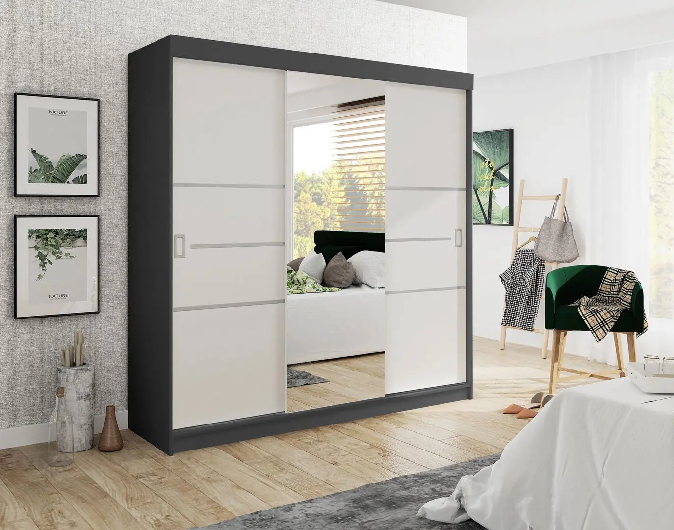 Шкаф-купе Prime Furniture Bill 4 200x205x59 (Graphite/White)