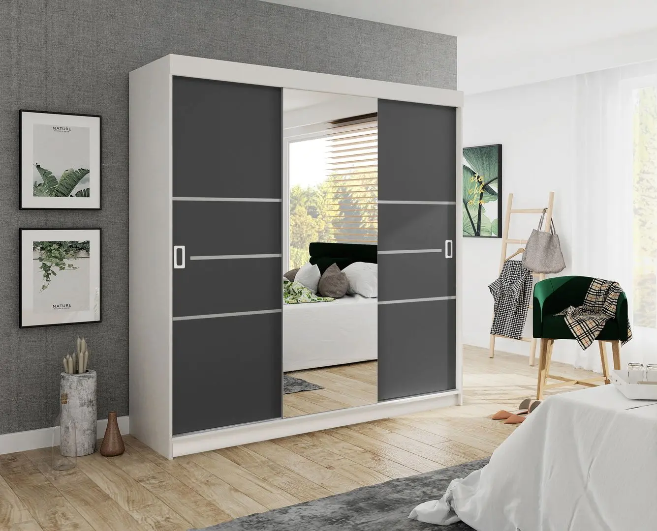 Шкаф-купе Prime Furniture Bill 4 200x205x59 (White/Graphite)