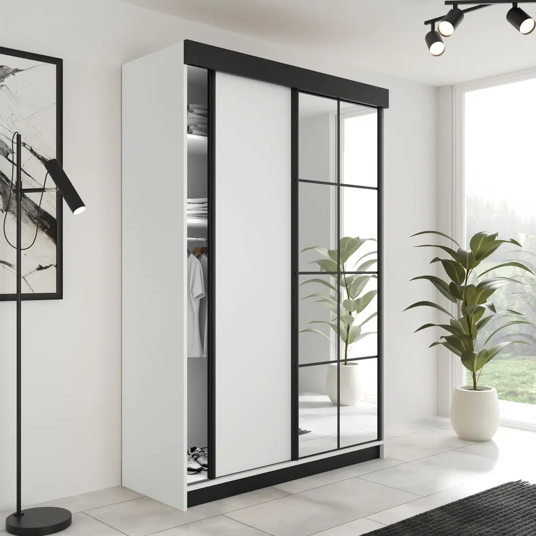 Dulap-cupe Prime Furniture Lamaro 138x205x59 (White/Black)