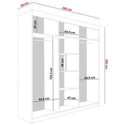 Dulap-cupe Prime Furniture Lamaro 200x205x59 (Graphite/Black) Thumb