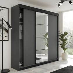 Dulap-cupe Prime Furniture Lamaro 200x205x59 (Graphite/Black)