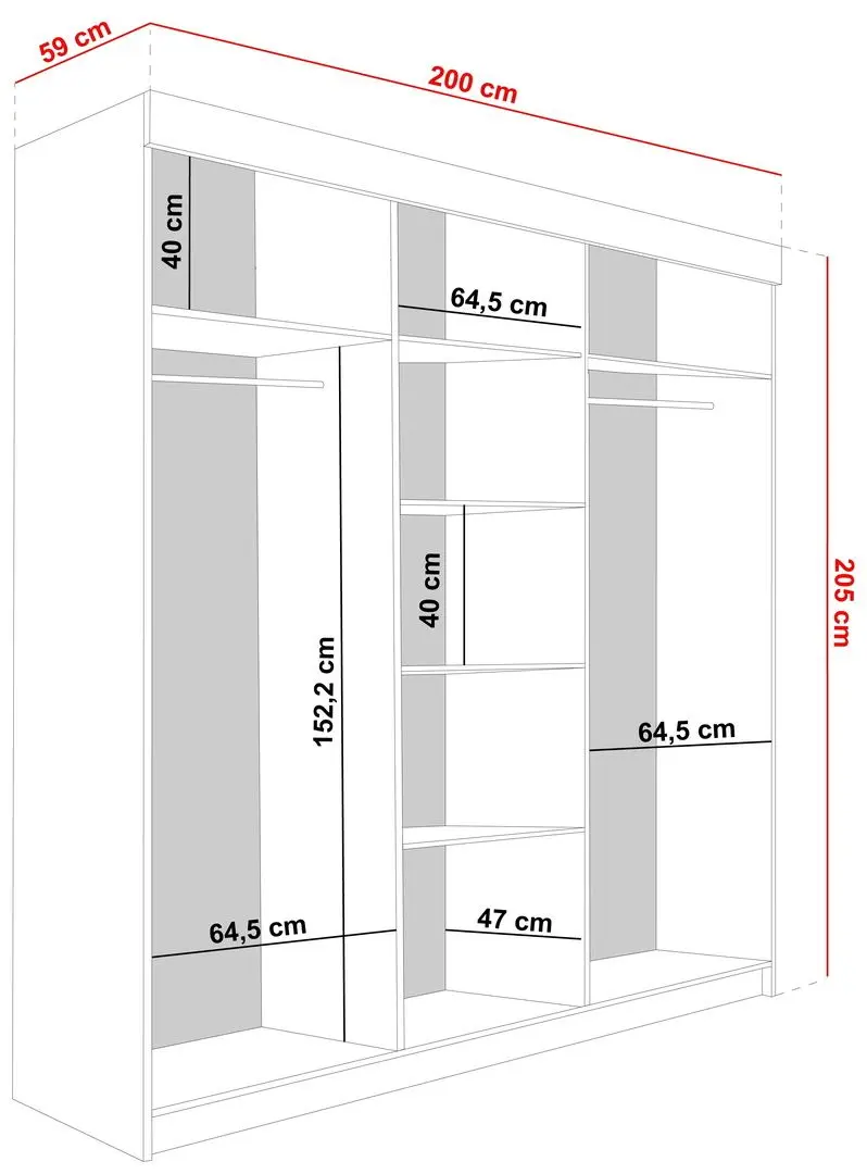 Dulap-cupe Prime Furniture Lamaro 200x205x59 (White/Black)