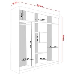 Dulap-cupe Prime Furniture Lamaro 250x205x59 (Craft Oak Golden/Black) Thumb