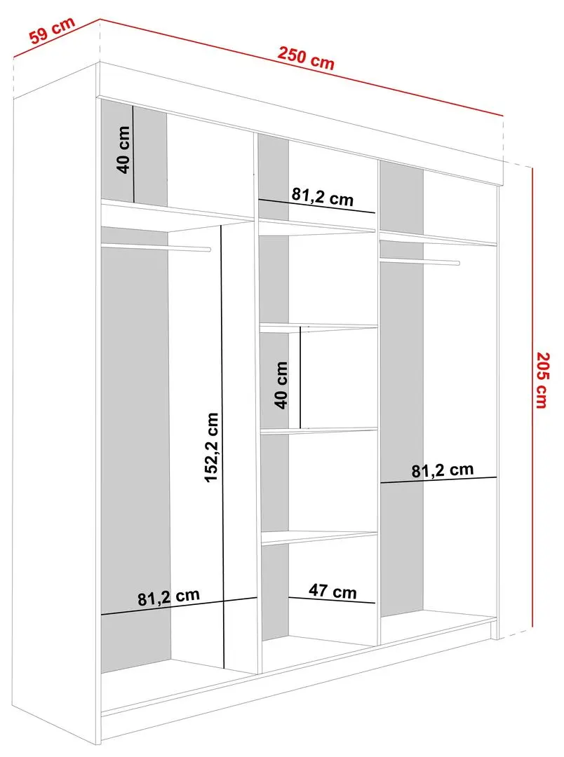 Dulap-cupe Prime Furniture Lamaro 250x205x59 (White/Black)