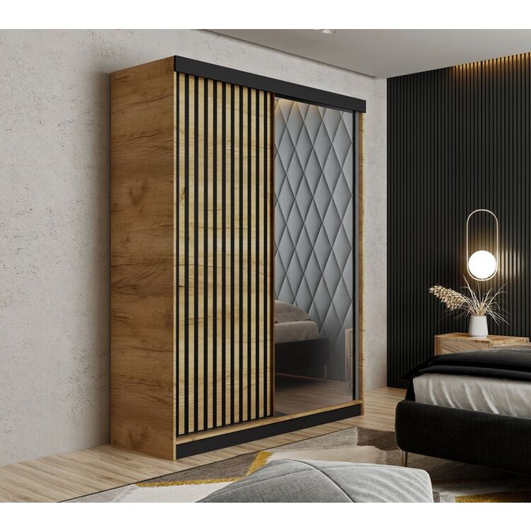 Dulap-cupe Prime Furniture Malani 138x205x59 (Craft Oak Golden/Black)