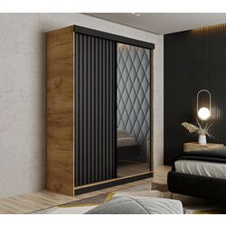 Dulap-cupe Prime Furniture Malani 138x205x59 (Craft Oak Golden/Graphite/Black)