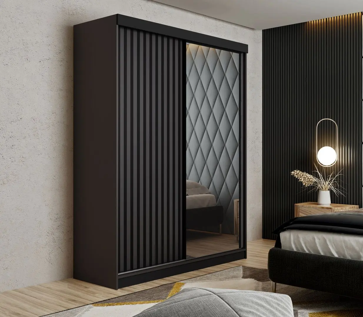 Dulap-cupe Prime Furniture Malani 138x205x59 (Graphite/Black)