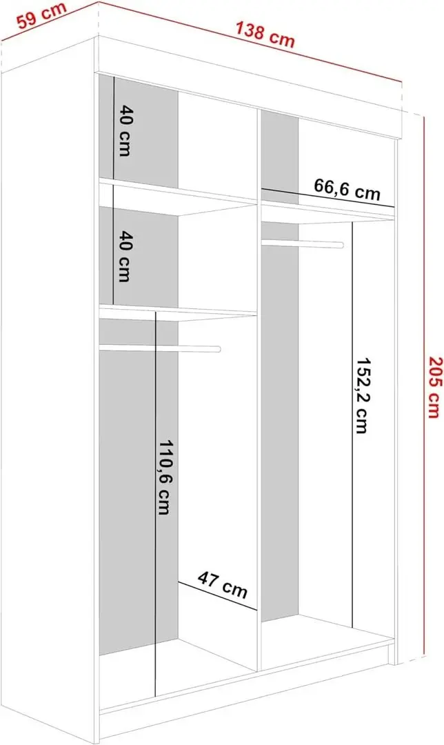 Dulap-cupe Prime Furniture Malani 138x205x59 (White/Black)