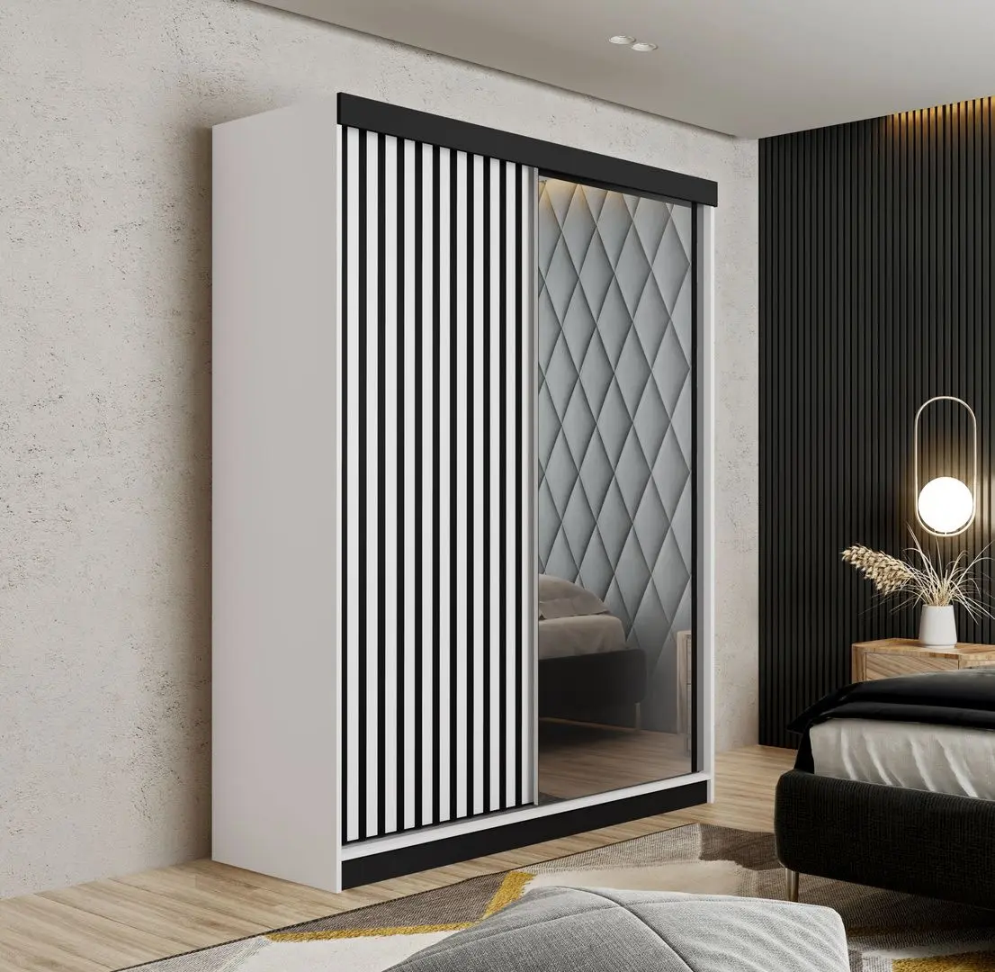 Dulap-cupe Prime Furniture Malani 138x205x59 (White/Black)