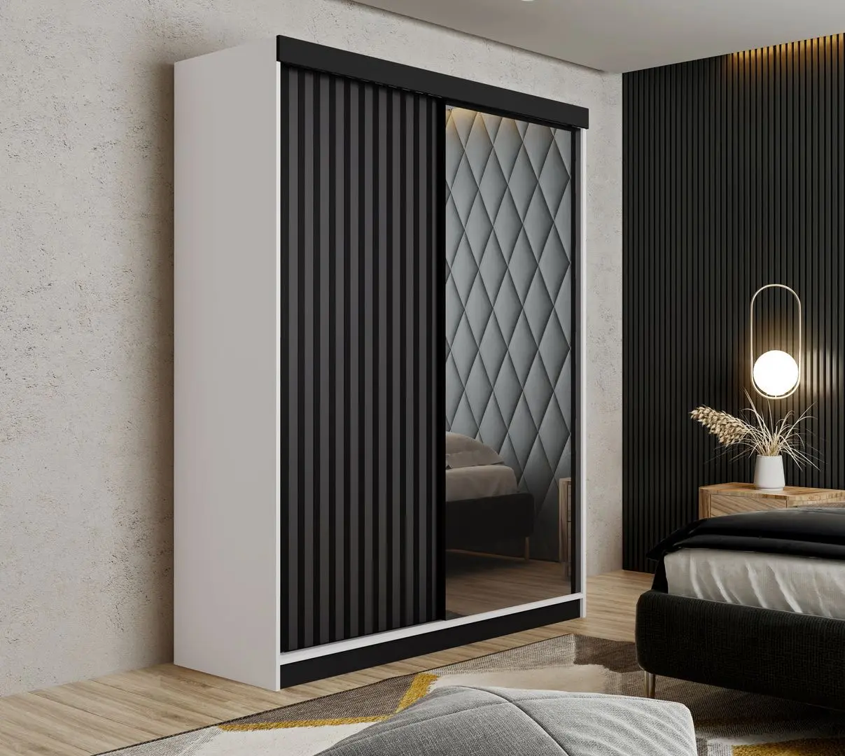 Dulap-cupe Prime Furniture Malani 138x205x59 (White/Graphite/Black)