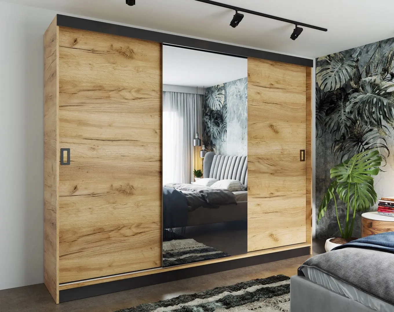 Dulap-cupe Prime Furniture Retro 1 200x205x59 (Craft Oak Golden/Black)