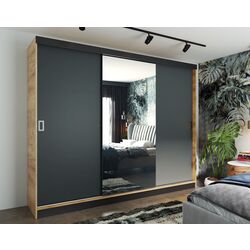 Dulap-cupe Prime Furniture Retro 1 200x205x59 (Craft Oak Golden/Graphite/Black)