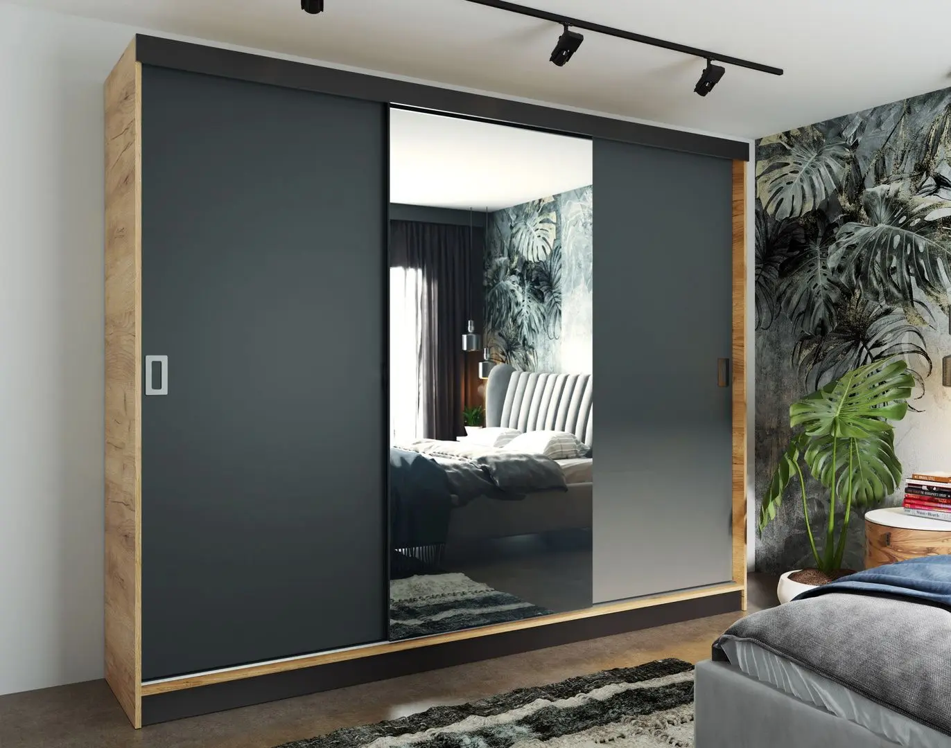 Шкаф-купе Prime Furniture Retro 1 200x205x59 (Craft Oak Golden/Graphite/Black)