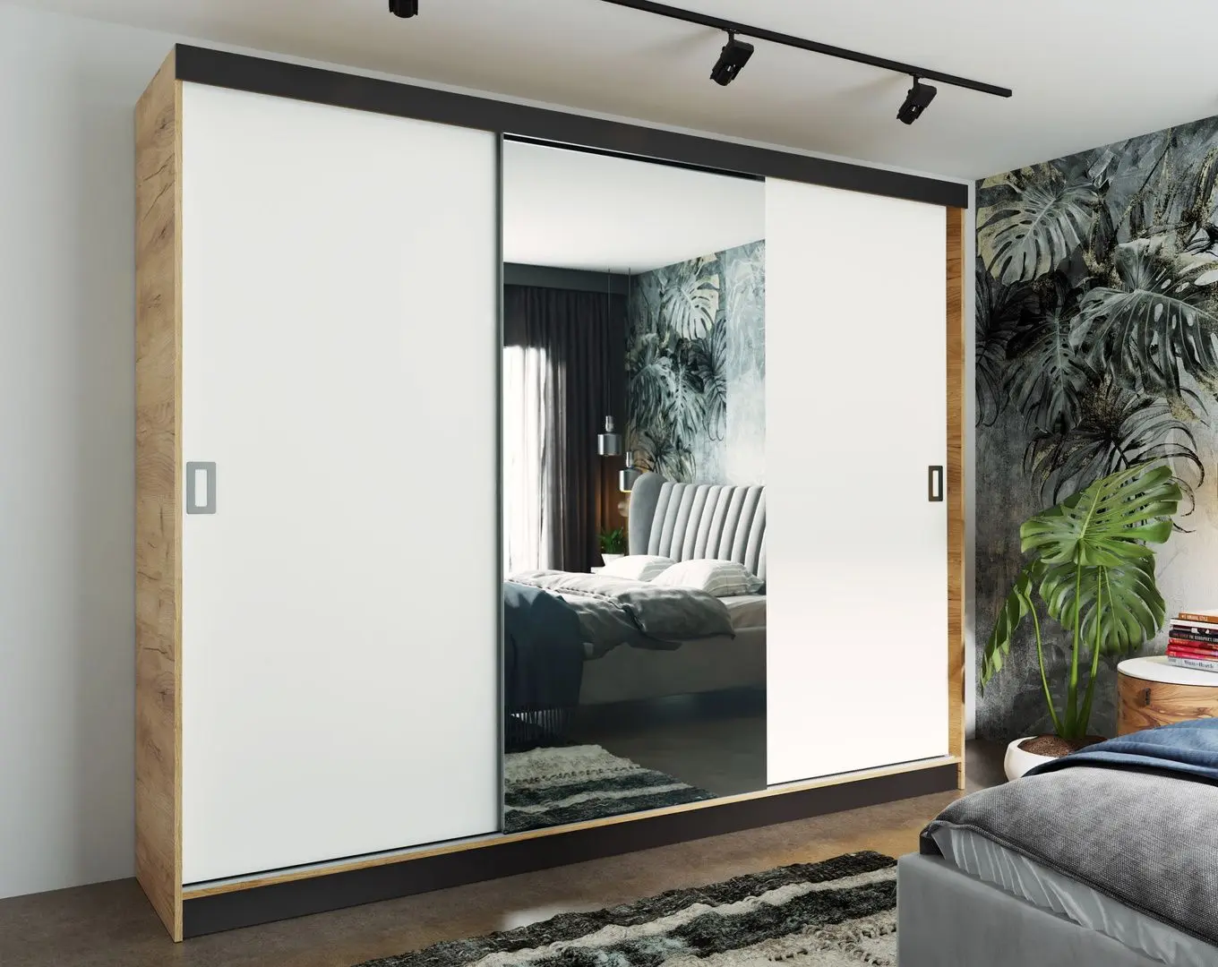 Dulap-cupe Prime Furniture Retro 1 200x205x59 (Craft Oak Golden/White/Black)