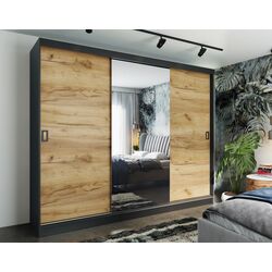 Dulap-cupe Prime Furniture Retro 1 200x205x59 (Graphite/Craft Oak Golden/Black)