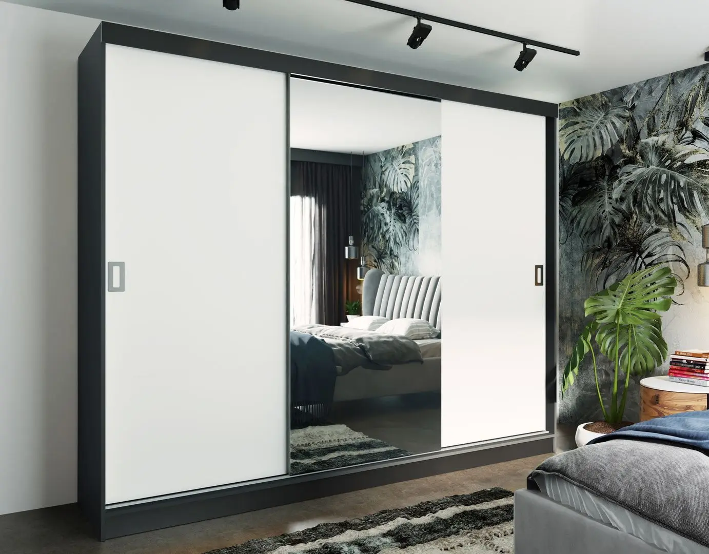 Dulap-cupe Prime Furniture Retro 1 200x205x59 (Graphite/White/Black)