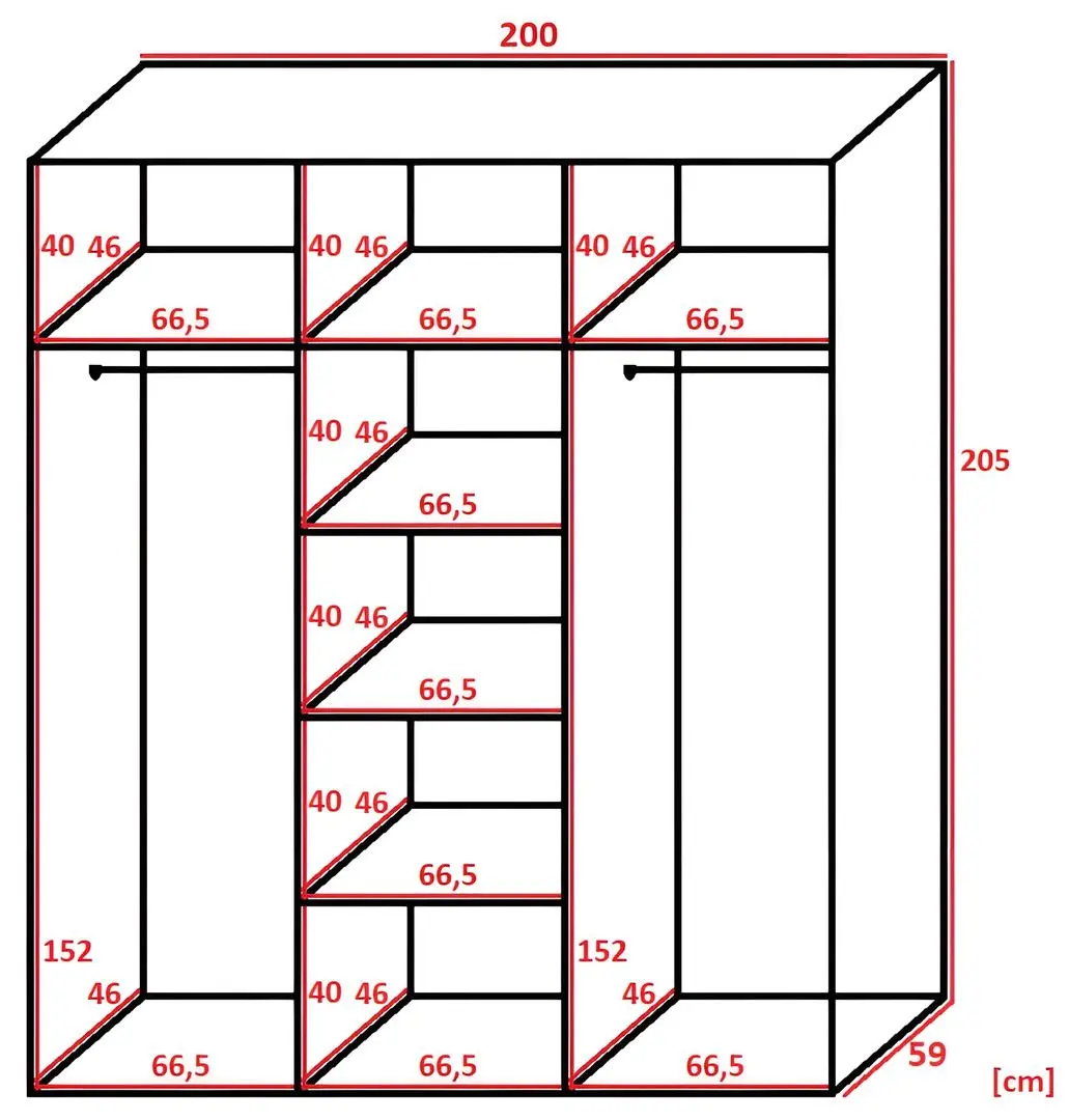 Dulap-cupe Prime Furniture Retro 1 200x205x59 (White/Craft Oak Golden/Black)