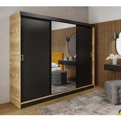 Dulap-cupe Prime Furniture Retro 1 Craft Oak Golden Handles 200x205x59 (Craft Oak Golden/Black)