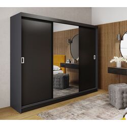 Dulap-cupe Prime Furniture Retro 1 White Handles 200x205x59 (Graphite/Black)