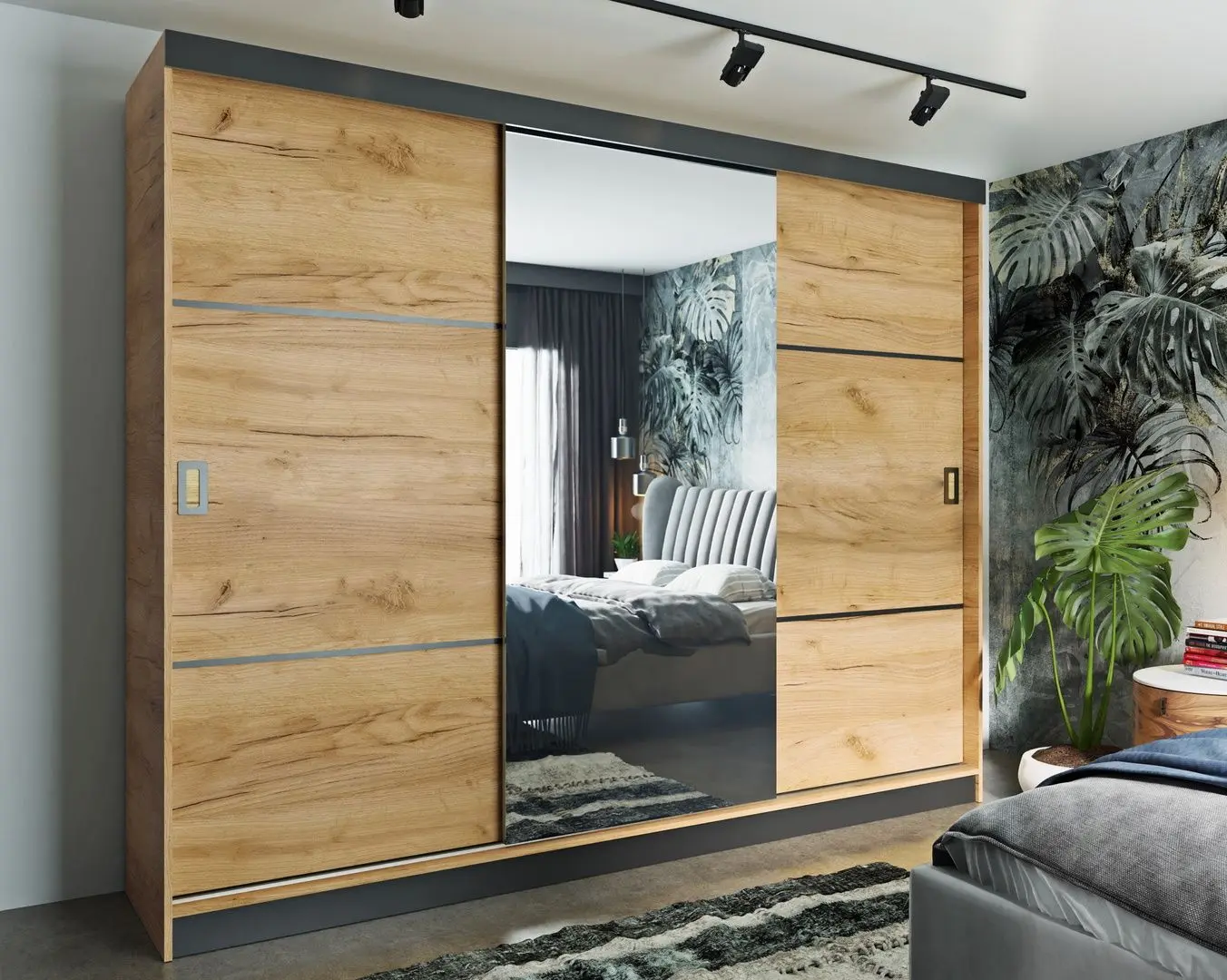 Dulap-cupe Prime Furniture Retro 3 200x205x59 (Craft Oak Golden/Black)