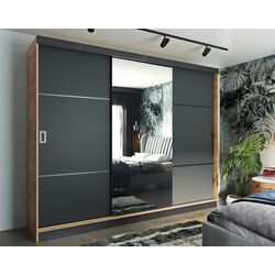 Dulap-cupe Prime Furniture Retro 3 200x205x59 (Craft Oak Golden/Graphite/Black)