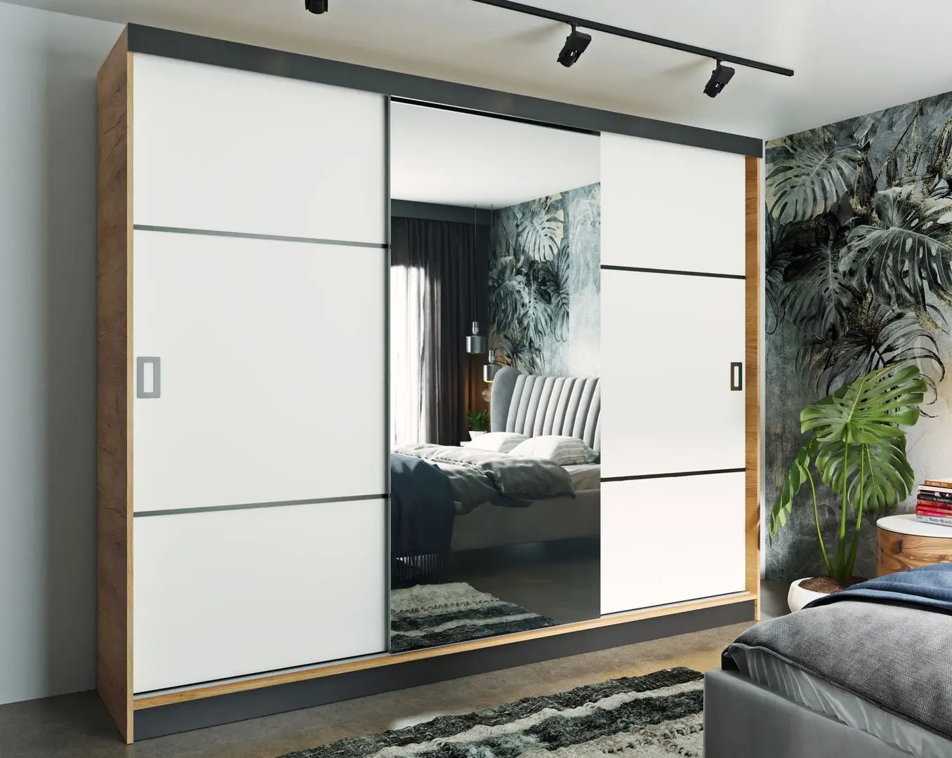 Dulap-cupe Prime Furniture Retro 3 200x205x59 (Craft Oak Golden/White/Black)